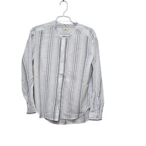 AG Adriano Goldschmied Striped Button Front Shirt Small White Navy